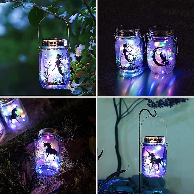 Solar String Lights Mason Jar Lids, 8 Pack, 30 LEDs, Multicolor