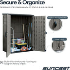 Suncast Outdoor Storage Cabinet Waterproof Resin Vertical Outdoor Storage Shed (54 cu. ft.) for Patio, Garden Tools, Cushions, & Equipment. Weatherproof Plastic Multi-Wall Design, Capacity Made in USA