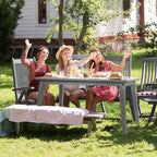 VINGLI Rectangular Outdoor Dining Table, Solid Cedar Wood Patio Table for 4-6 People, Waterproof Garden Table for Yard, Deck, Poolside (Gray)