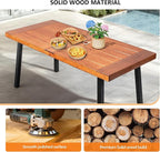 VINGLI 69 Inch Wood Dining Table with Iron Legs, 6-Person Indoor Outdoor Patio Garden Table, All-Weather Rustic Farmhouse Kitchen Table
