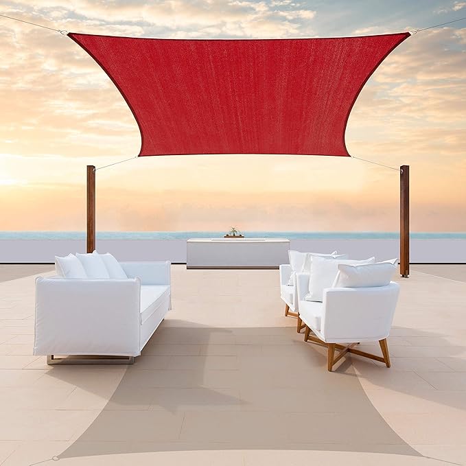 ColourTree TAPR1616 Custom Size 6' x 6' Red Sun Shade Sail Canopy UV Block UPF50 Rectangle - Commercial Standard Heavy Duty - 190 GSM - 3 Years Warranty