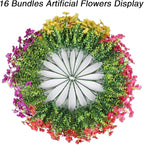 AGIRL 16 Bundles Artificial Flowers for Outdoor,No Fade Fake Plastic Flowers Faux Plants for Hanging Planters Decoration Indoor Outside Garden Porch Window Box Home Wedding