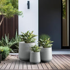Kante 15.3"+11.6"+8.2" Dia Round Concrete Planter, Large Outdoor Indoor Planter Pots Containers with Drainage Holes and Rubber Plug for Home Garden Patio, Gray Concrete