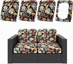 Cushion Covers, 4-Piece Floral Stretch Patio Set, Polyester Blend