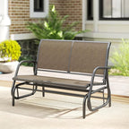 Outsunny 2-Person Outdoor Glider Bench, Patio Double Swing Rocking Chair Loveseat w/Powder Coated Steel Frame for Backyard Garden Porch, Light Mixed Brown