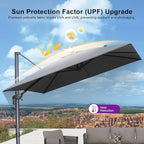 PURPLE LEAF 10' X 13' Rectangle Patio Umbrella with Base Outdoor Large Aluminum Cantilever Umbrella with 3-Year Fade Resistance Recycled Fabric and 360-degree Rotation for Deck Pool Garden, Mist Grey