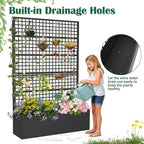 Metal Planter Box with Trellis 47" L x 16" W x 72" H, Raised Garden Bed with Privacy Screen, Privacy Planters for Climbing Plants, Flowers, Vegetables, Fruits