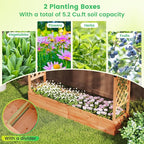 Giantex Raised Garden Bed with Trellis & Hanging Roof, Wood Planter Box with Bottom and Drainage Holes, Freestanding Garden Planter for Flower Vegetable Fruit Herb Climbing Vines, 77"x17"x72"