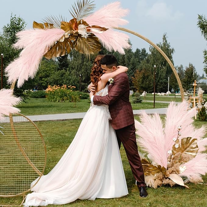 Artificial Pampas Grass Stems, 8 Pack, 35 Inch Pink Silk Plumes