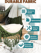 Chihee Hammock Chair Super Large Hanging Chairs Soft-Spun Cotton Rope Woven Chair, Collapsible Strong Metal Spreader Bar Wide Seat Lace Stretch Swing Chairs Indoor Outdoor Garden Yard Theme Decoration