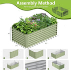 6x3x2FT Galvanized Raised Garden Bed,Galvanized Planter Boxes Outdoor, Large Metal Raised Garden Beds for Vegetables-Green