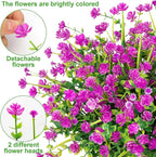 20 Bundles Artificial Flowers for Outdoors Fake Plastic Flowers UV Resistant Realistic Faux Plants Shrubs for Spring Summer Garden Porch Yard Patio Planter Window Box Home Decor, Fuchsia
