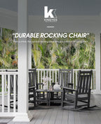 KINGYES Oversized Outdoor Rocking Chair, All-Weather Patio Rocking Chairs for Porch, HDPE Outdoor Patio Rockers with High Back & Wide Seat for Garden, Lawn, Black