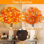 Artificial Maple Leaves Branches, 3-Pack 30-Inch Orange LED Lighted Stems