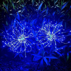JJGoo Solar Firework Lights, 2 Pack 150 LEDs 2 Lighting Modes Solar Lights Outdoor Waterproof for Garden Patio Walkway Pathway Party Wedding Christmas Decorative - Blue