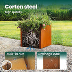 Corten Steel Planter Box Outdoor Planter Metal Square 20 Inch Large Steel Flower Pot Rustic Cube Patina Tall Plant for Commercial Residential Patio Yard Garden