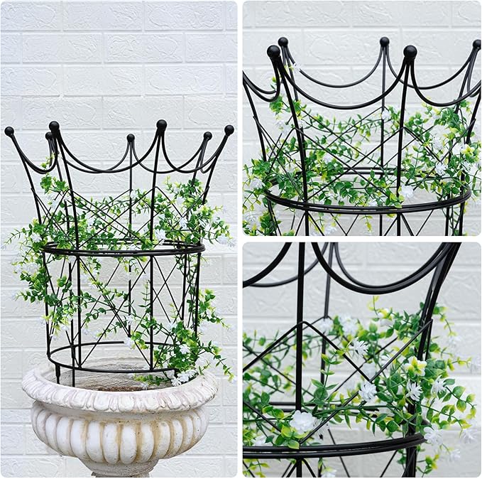 Trellis Obelisk Plant Support, Black Iron, 18.5 x 22.9 Inch