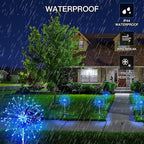 suddus Solar Garden Lights Outdoor Waterproof Decorative, 2Pack 150LED Firework Lights, Solar Fairy Lights for Yard, Garden, Party, Patio, Pathway, Flowerbed - Blue
