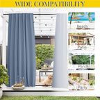 NICETOWN 2 Panels Outdoor Curtains Waterproof Pocket & Back Tab on Top & Bottom, Thermal Insulated Fixed Windproof Outdoor Drapes Privacy for Patio with Rope for Fixed, W52 x L84, Stone Blue