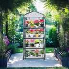 Mini Greenhouse for Indoor Outdoor, Plant Green House 4-Tier Rack Stand Portable Greenhouses with Durable PVC Cover for Seedling, 2.5x1.6x5.2 FT,Ideal Gardening Gifts for Women Men(PLGH704P)