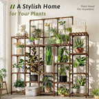 Plant Stand Indoor Outdoor 63" Tall Plant Shelf for Plants 14-Tier Large Plant Sheves for Living Room Heavy Duty Plant Rack Garden Balcony Patio Hanging Planter