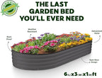 Plant & Plot Galvanized Raised Garden Beds Outdoor // 6×3×1 ft (2-Pack) Planter Raised Beds for Gardening, Vegetables, Flowers // Large Metal Garden Box // Patented Tool-Free Design (Gray)