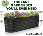 Plant & Plot Galvanized Raised Garden Beds Outdoor // 8×2×2 ft Planter Raised Beds for Gardening, Vegetables, Flowers // Large Metal Garden Box (Black) // Patented Tool-Free Design