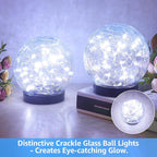 2-Pack Garden Solar Lights Outdoor, Cracked Glass Ball Light Waterproof, Decorative Solar Powered Globe Lighting Cool White for Yard Pathway