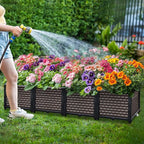 Large Planters for Outdoor Plants 14" Tall Planter Box, Raised Beds for Gardening Self Watering, Elevated Planter Box with Legs, Rectangular Garden Planters for Outdoor Plants Flowers, 62.9"L x 15.7"W