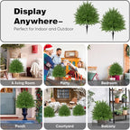 2 Set of 23.6" Artificial Norfolk Tree for Outdoor Front Porch Decor, Boxwood Ball Fake Shrubs UV Resistant Faux Plants for Indoor Outdoor