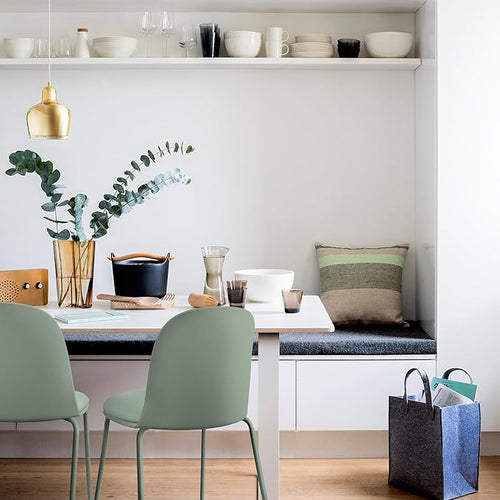 2xhome Modern Stackable Armless Dining Chair | Plastic Shell Seat with Metal Legs | Indoor or Outdoor Use | Home Kitchen Patio (4, Green, Padded Seat)