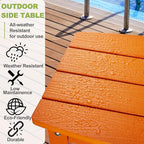 Y&M Outdoor Side Table, HIPS Adirondack Small Single Table, Waterproof Square Outside Table, Balcony Modern End Tables for Patio, Pool, Beach, Porch, Deck, Indoor or Outdoor Use, Orange