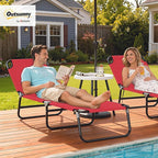 Outsunny Folding Chaise Lounge Pool Chairs, Outdoor Sun Tanning Chairs with 5-Level Reclining Back, Steel Frame for Beach, Yard, Patio, Red