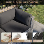 Aoxun Patio Furniture Sets, 7-Piece Outdoor Patio Furniture with Thick Cushions, Wicker Outdoor Conversation Set Sectional Sofa for Backyard, Poolside, Garden (Black-Grey, 7 x 25.6 - Seats)