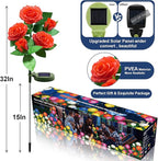 Solar Flower Lights Outdoor - Upgraded Two Modes Realistic LED Solar Powered Waterproof Roses, Decorative Stake for Garden (Orange, 1 Pack)