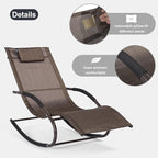 Lounge Chairs, Chaise Lounges with Detachable Pillow for Patio, Lawn, Pool, Outdoor Lounge Chairs Set of 2, Brown