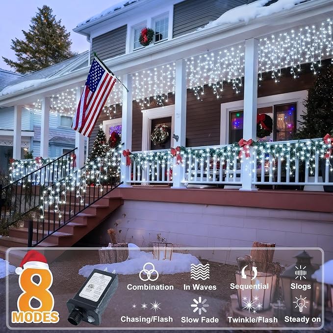 String Lights, 100 ft Outdoor Christmas Lights with 1216 LEDs, Cool White