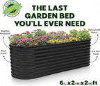 Plant & Plot Galvanized Raised Garden Beds Outdoor // 6×2×2 ft Planter Raised Beds for Gardening, Vegetables, Flowers // Large Metal Garden Box (Black) // Patented Tool-Free Design