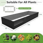 12x4x1.5FT Galvanized Raised Garden Bed,Vegetable Boxes-Rectangle Metal Flower Box,Large Planter Raised Beds Outdoor Garden for Planting,Fruit,Herb-Black