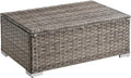 ONBRILL Outdoor Coffee Table with Storage, Rattan Storage Coffee Table with Internal Waterproof Bag, Low Side Table for Patio, Porch, Backyard, Poolside - Brown