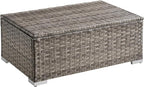 ONBRILL Outdoor Coffee Table with Storage, Rattan Storage Coffee Table with Internal Waterproof Bag, Low Side Table for Patio, Porch, Backyard, Poolside - Brown