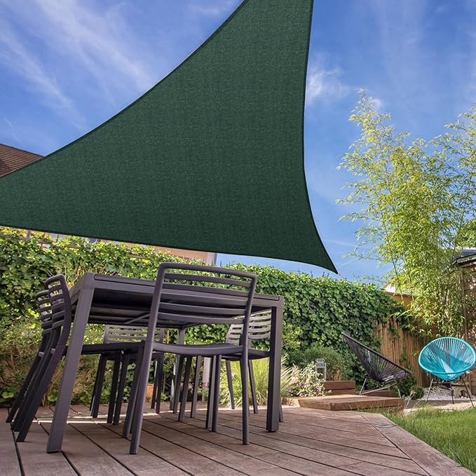 E&K Sunrise 2' x 2' x 2' Sun Shade Sail Triangle Canopy Shade Cover UV Block for Patio Backyard Garden Outdoor (Green)