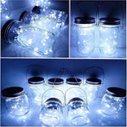 String Lights, 12 Pack Solar Mason Jar Lid Lights in Cool White