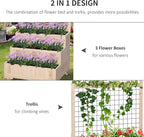 Outsunny 3-Tiers Raised Garden Bed with Trellis, 53" H Vertical Planter Box with Wheels & Back Storage Area, for Flowers, Vegetables, Herbs, Natural