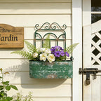 Rustic Metal Wall Planter Vintage Wall Mounted Flower Pot Distressed Wall Hanging Plant Basket Farmhouse Wall Decor for Indoor Outdoor Garden Home Yard (Green)