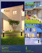 2 Pack Low Voltage Landscape Pathway Lights, 12V LED Bollard Light IP67 Waterproof, Outdoor Driveway Walkway Wired Lights (Included Connector and Stakes) - Yard Garden Lawn,2700K Warm White
