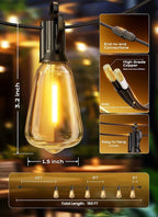 Black Patio String Lights, 150 FT Warm White with 47 ST38 LED Bulbs