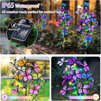 Solar Garden Lights Outdoor Waterproof, 6 Pack Solar Butterfly Lights with 60 LED 12 Butterfly Colorful Lighting for Garden Yard Lawn Outdoor Decor, Gift for Mom Women Mother's Day