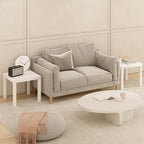 Furinno Classic Coffee Table Set of 2, Square Modern Coffee Table with Triple Thick Tabletop, Side Table with 4 Legs, for Living Room, Bedroom, Home Office, White