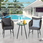 Metal Outdoor Side Tables Set of Two Small Outside Round End Table for Patio Modern Accent Garden Corner Table for Small Spaces, Balcony, Porch, Weather-Resistant, Plant Stand Indoor, Green Leaves